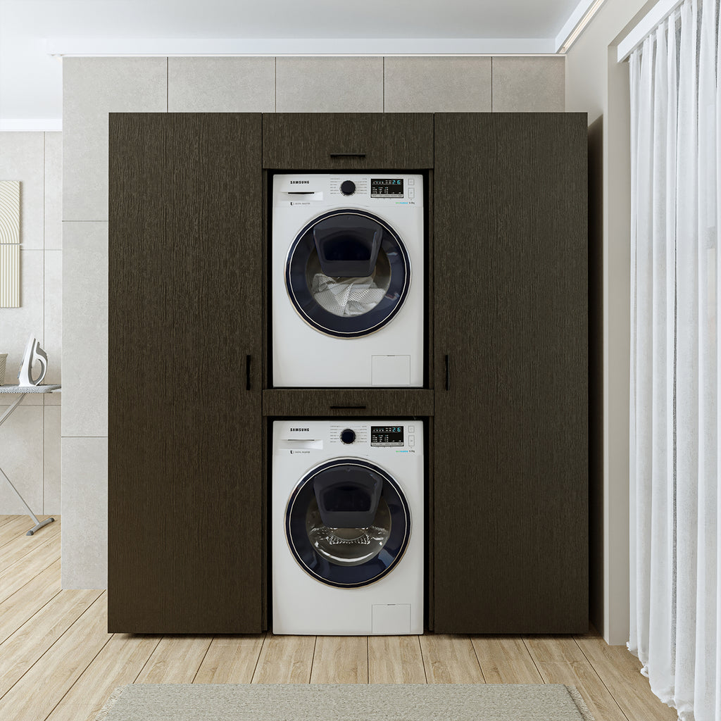 Roomart kastwand DUO-I, 187 cm, wasmachine en droger boven elkaar, in 3 kleuren