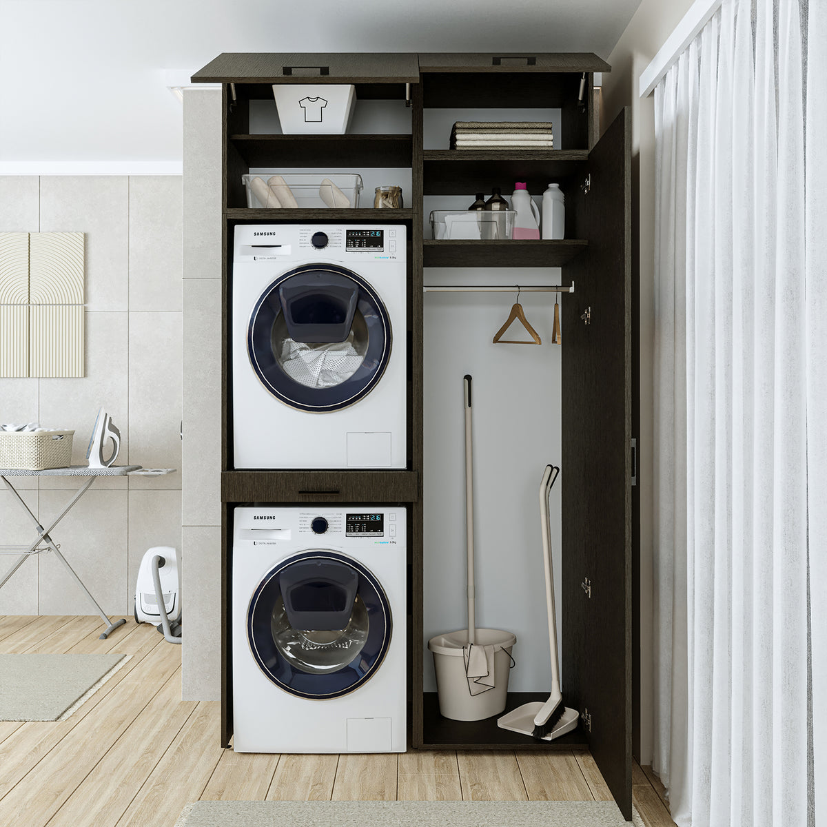 Roomart wasmachinekast DUO-I, 127 cm, ombouwkast voor wasmachine & droger, in 3 kleuren