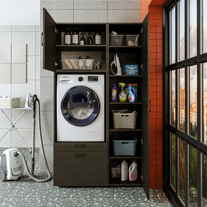 Roomart wasmachinekast SERIE 2, 112 cm, met hoge kast en uittrekplank, in 3 kleuren