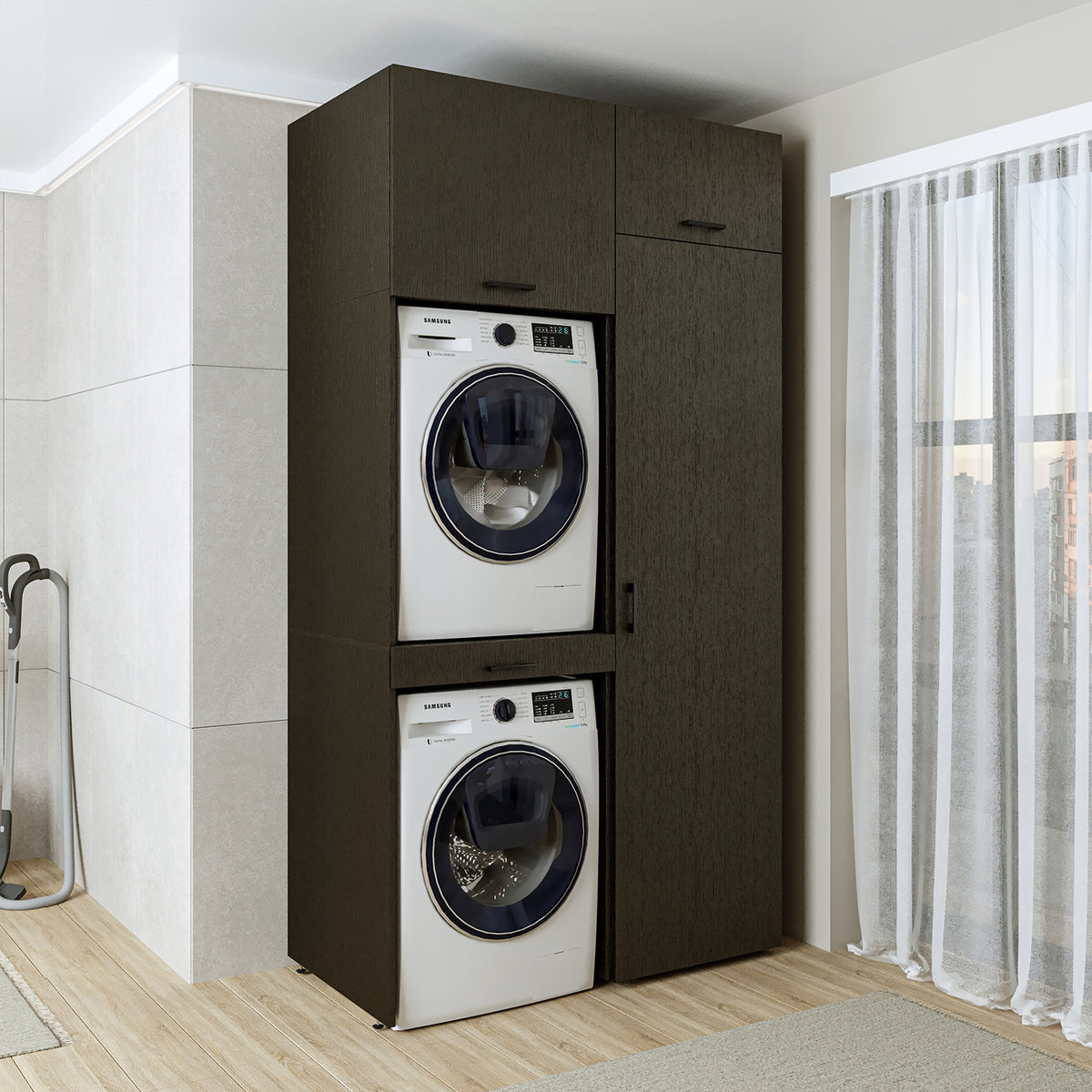 Roomart wasmachinekast DUO-I, 127 cm, ombouwkast voor wasmachine & droger, in 3 kleuren