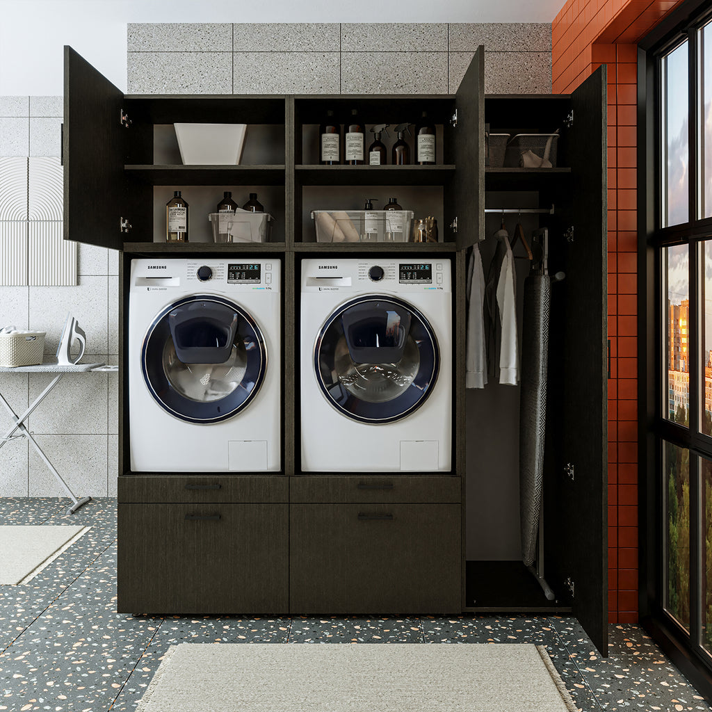 Roomart wasmachinekast SERIE 2, overbouwkast met uittrekplateau en hoge kast, in 3 kleuren