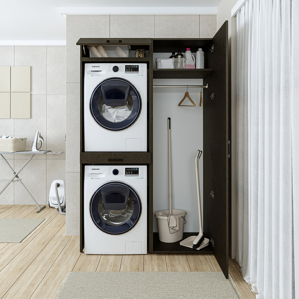 Roomart wasmachinekast DUO-I, 127 cm, ombouwkast voor wasmachine & droger, in 3 kleuren
