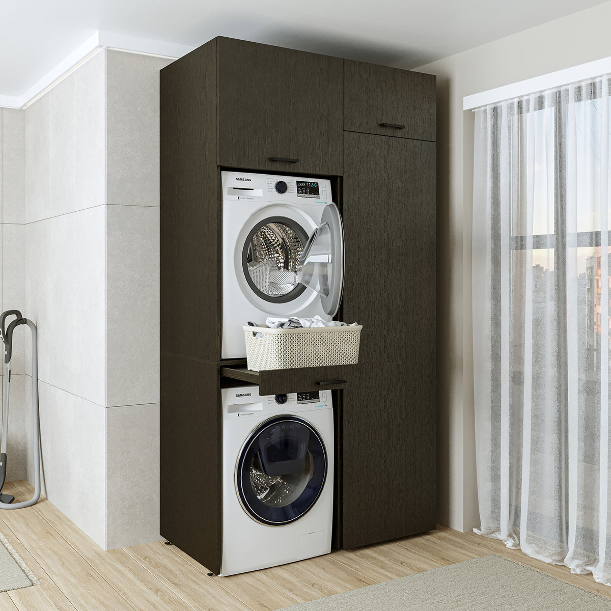 Roomart wasmachinekast DUO-I, 127 cm, ombouwkast voor wasmachine & droger, in 3 kleuren