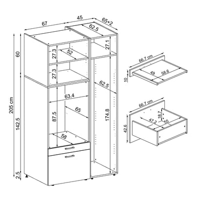 Roomart wasmachinekast SERIE 2, 112 cm, met hoge kast en uittrekplank, in 3 kleuren