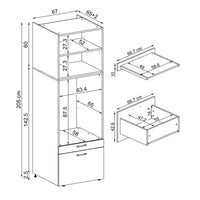 Roomart wasmachinekast SERIE 2, 67 cm, met uittrekplateau en opzetstuk, in 3 kleuren