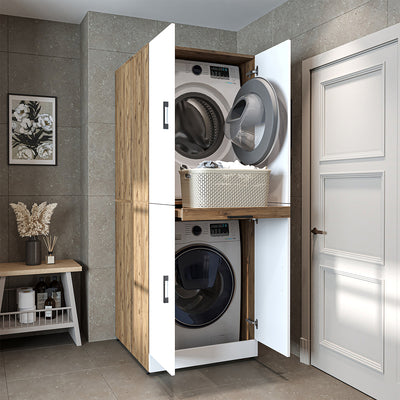 Roomart wasmachinekast DORA-I, 70 cm, voor wasmachine en droger met uitschuifbare plank, in 5 kleuren