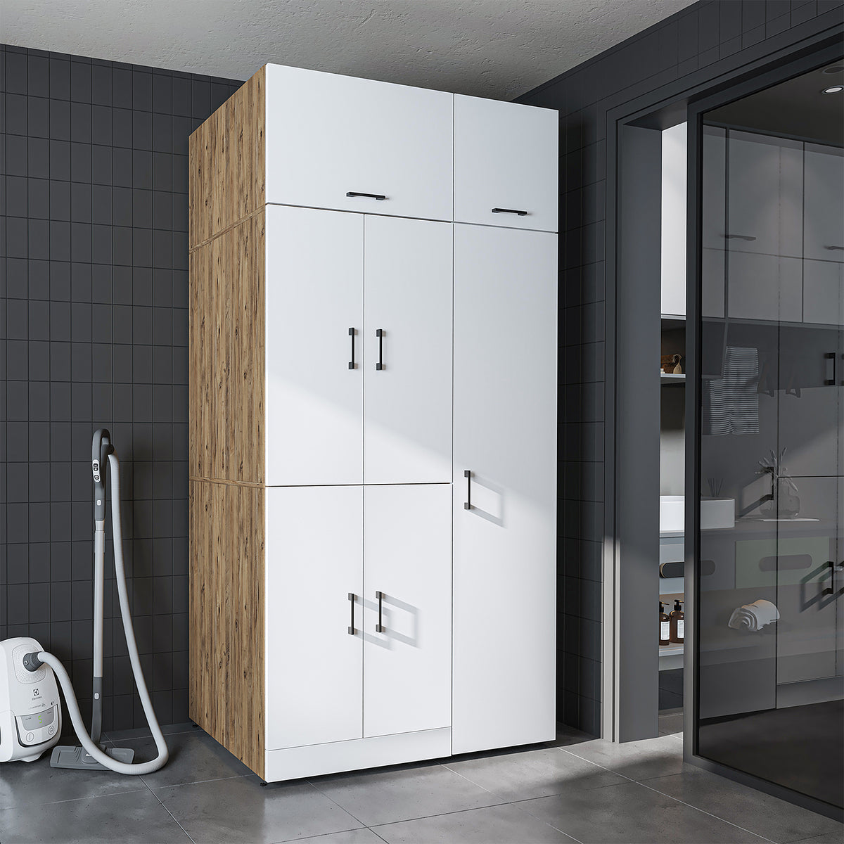 Roomart wasmachinekast DORA-II, 115 cm, voor wasmachine en droger, in 5 kleuren