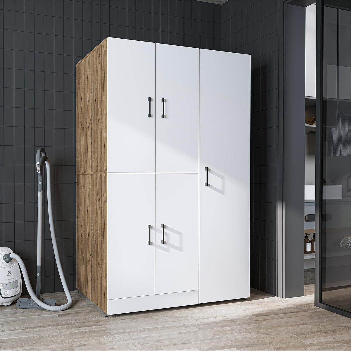 Roomart wasmachinekast DORA-II, 115 cm, voor wasmachine en droger, in 5 kleuren
