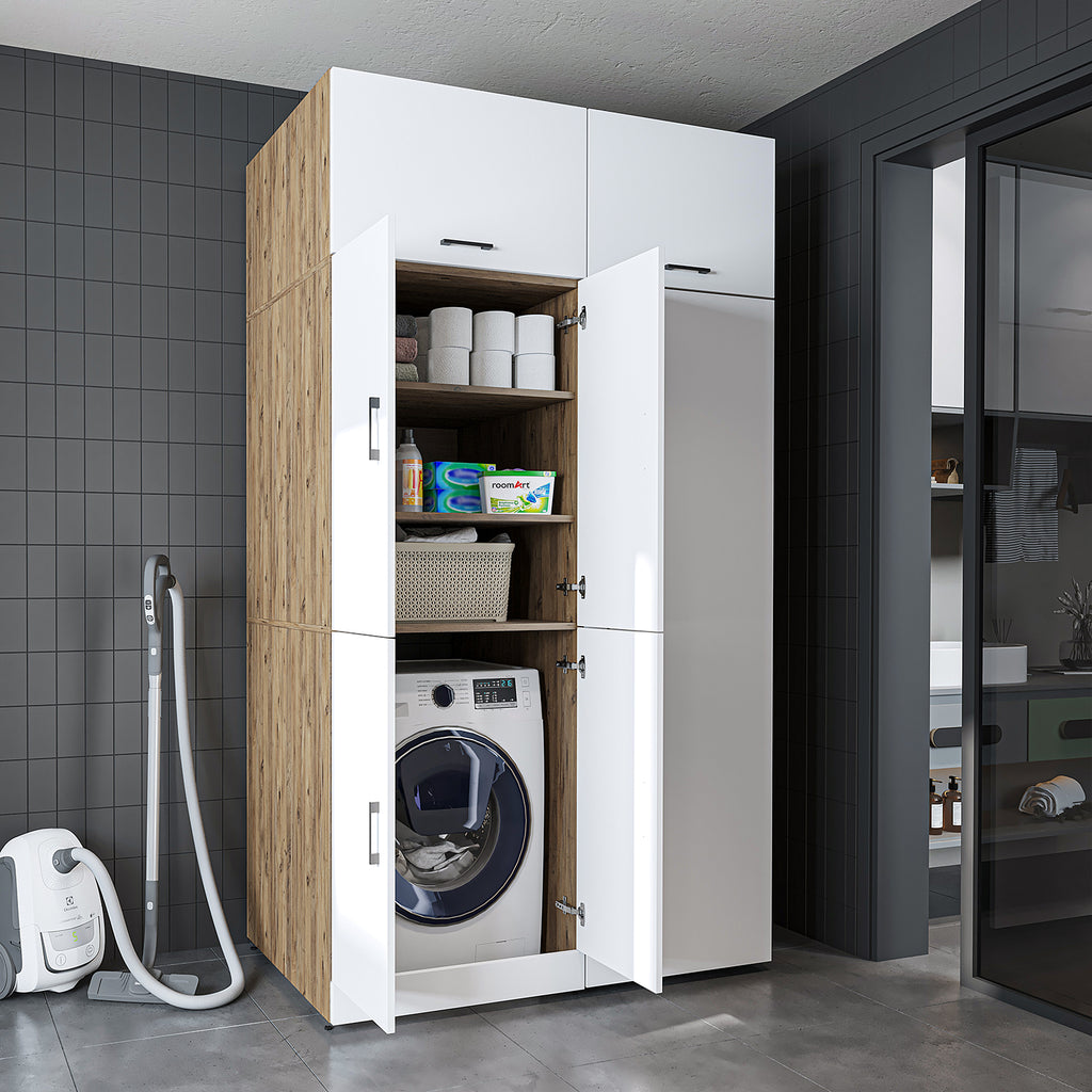 Roomart wasmachinekast DORA-II, 130 cm, voor wasmachine en droger, in 5 kleuren