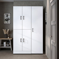 Roomart Waschmaschinenschrank " DORA SET" für Trockner & Waschmaschine, 115 cm breit, in 4 Farben, mit Türen & Ausziehbrett • Weiß • Weiß Eiche • Anthrazit Eiche • Eiche - waschmaschinenschrank, waschmaschinenregal, waschturm, schrank, weiß, waschmaschine