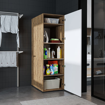 Roomart • DORA Hochschrank 60cm Breit • Weiß • Weiß Eiche • Eiche • Anthracit Eiche - waschmaschinenschrank, waschmaschinenregal, waschturm, schrank, weiß, waschmaschinen, unterschrank, waschmaschine, trockner, haushaltsschrank, schränke, badschrank, hoch