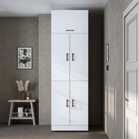 Roomart Waschmaschinenschrank " DORA " für Trockner & Waschmaschine, in 4 Farben, mit Türen & Ausziehbrett • Weiß • Weiß Eiche • Anthrazit Eiche • Eiche - waschmaschinenschrank, waschmaschinenregal, waschturm, schrank, weiß, waschmaschinen, unterschrank, 