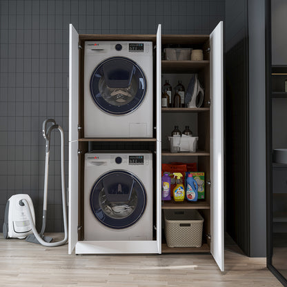 Roomart wasmachinekast DORA-II, 115 cm, voor wasmachine en droger, in 5 kleuren