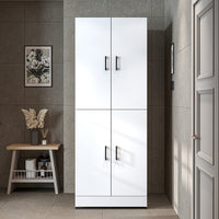 Roomart Waschmaschinenschrank " DORA " für Trockner & Waschmaschine, in 4 Farben, mit Türen & Ausziehbrett • Weiß • Weiß Eiche • Anthrazit Eiche • Eiche - waschmaschinenschrank, waschmaschinenregal, waschturm, schrank, weiß, waschmaschinen, unterschrank, 