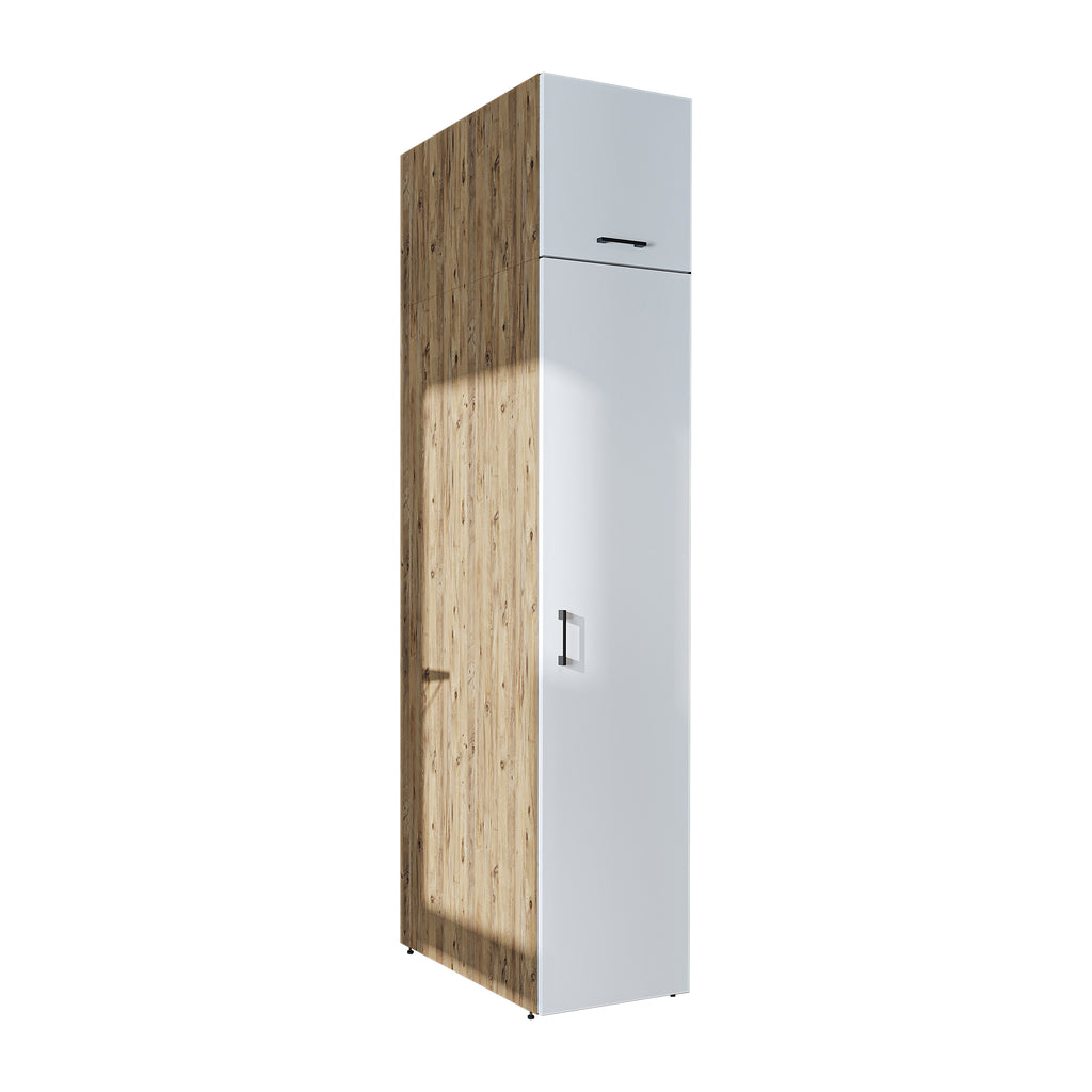 Roomart • DORA Hochschrank 45cm Breit • Weiß • Weiß Eiche • Eiche • Anthracit Eiche - waschmaschinenschrank, waschmaschinenregal, waschturm, schrank, weiß, waschmaschinen, unterschrank, waschmaschine, trockner, haushaltsschrank, schränke, badschrank, hoch