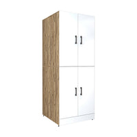 Roomart Waschmaschinenschrank " DORA " für Trockner & Waschmaschine, in 4 Farben, mit Türen & Ausziehbrett • Weiß • Weiß Eiche • Anthrazit Eiche • Eiche - waschmaschinenschrank, waschmaschinenregal, waschturm, schrank, weiß, waschmaschinen, unterschrank, 