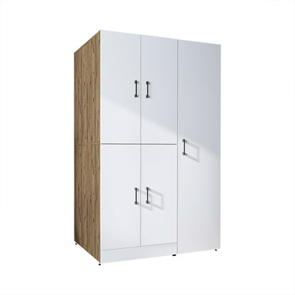 Waschmaschinenschrank DORA-II in Weiß Eiche mit Hochschrank