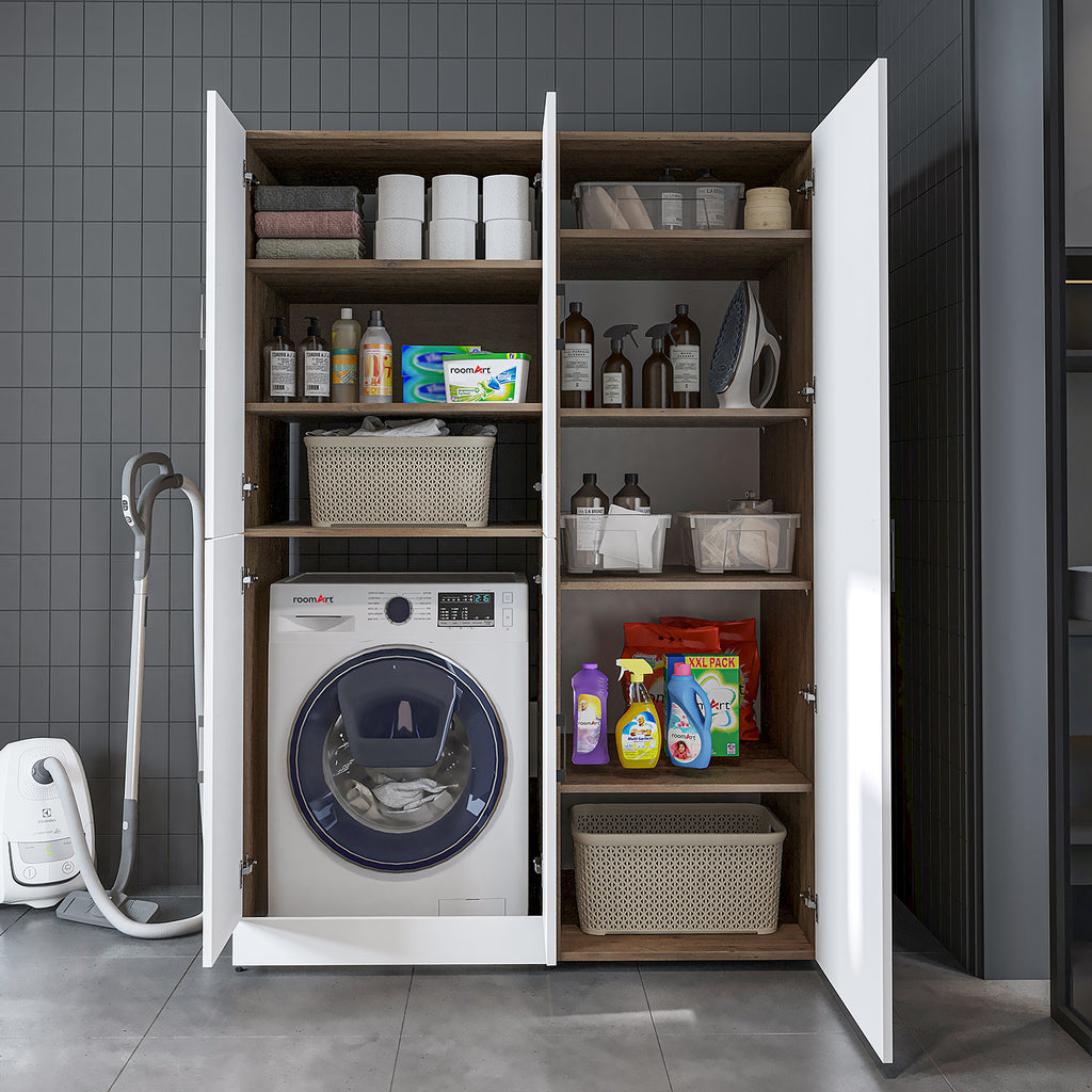 Roomart wasmachinekast DORA-II, 130 cm, voor wasmachine en droger, in 5 kleuren