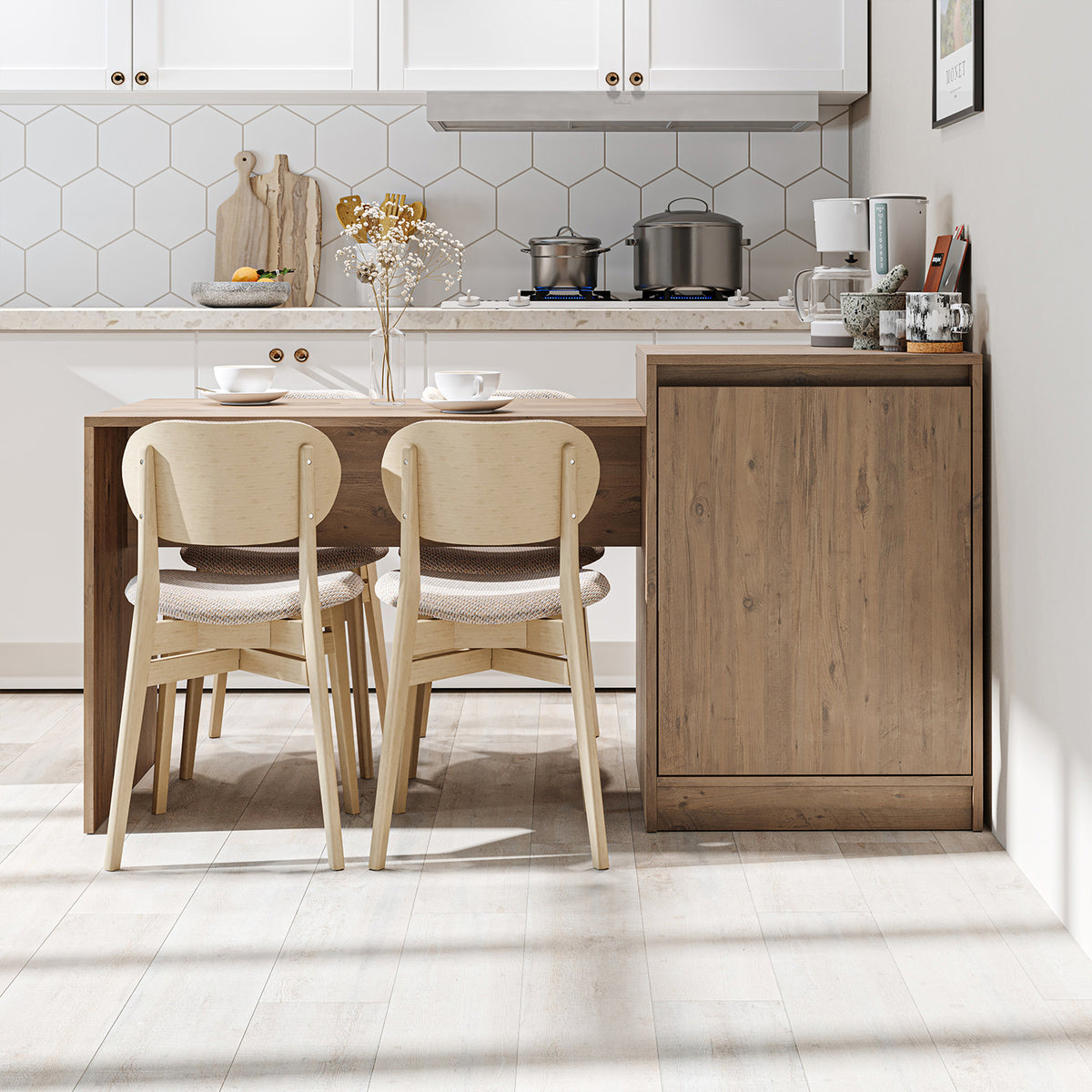 Roomart keukeneiland MILANO, 160 cm, met eettafel en opbergruimte, in 4 kleuren