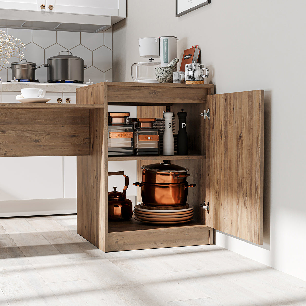 Roomart keukeneiland MILANO, 160 cm, met eettafel en opbergruimte, in 4 kleuren
