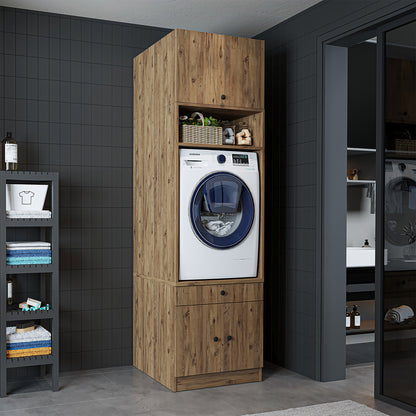 Roomart Waschmaschinenschrank mit Ausziehbrett • Weiß • Eiche • Schwarz eiche - waschmaschinenschrank, waschmaschinenregal, waschturm, schrank, weiß, waschmaschinen, unterschrank, waschmaschine, trockner, haushaltsschrank, schränke, badschrank, hochschran