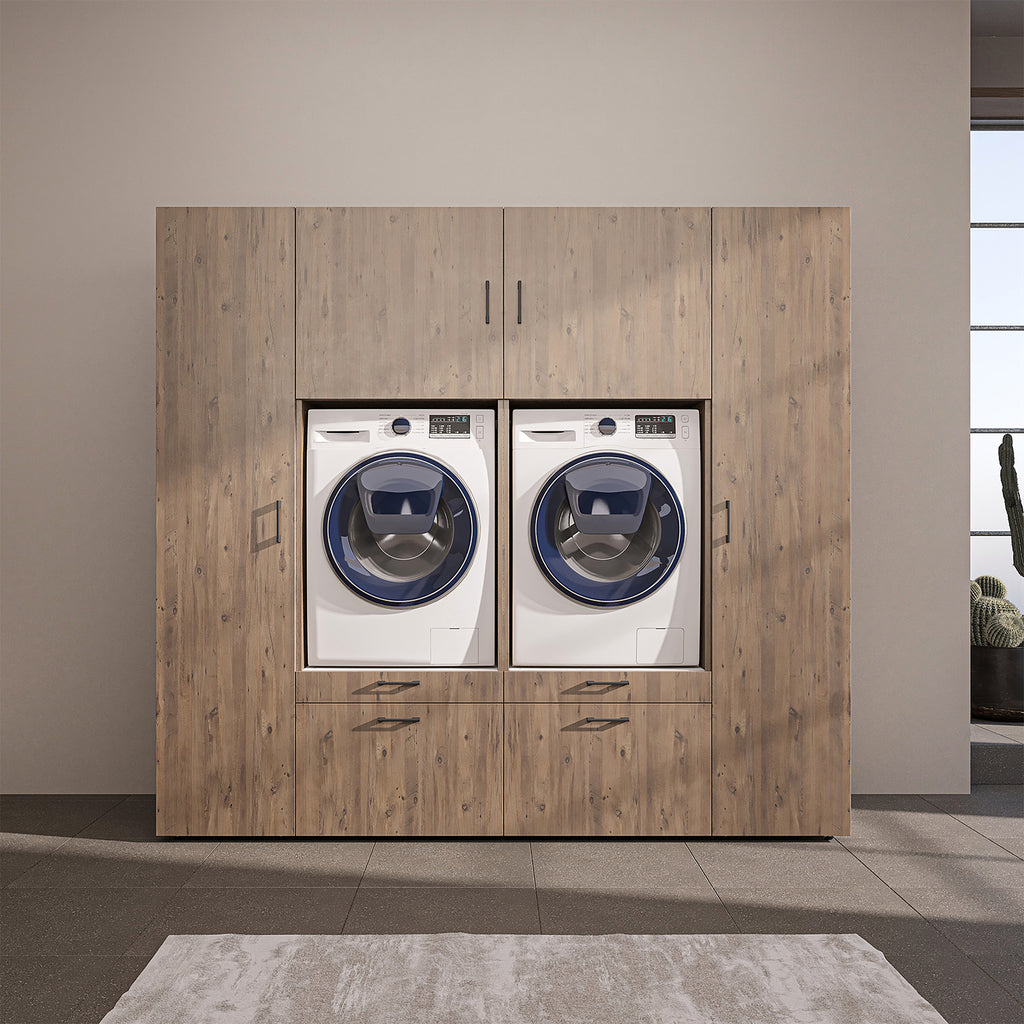 Roomart wandmeubel SERIE 2, 224 cm, voor 2 apparaten met 2 hoge kasten, in 3 kleuren