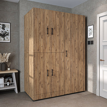 Roomart Waschmaschinenschrank " DORA SET" für Trockner & Waschmaschine, 130 cm breit, in 4 Farben, mit Türen & Ausziehbrett • Weiß • Weiß Eiche • Anthrazit Eiche • Eiche - waschmaschinenschrank, waschmaschinenregal, waschturm, schrank, weiß, waschmaschine