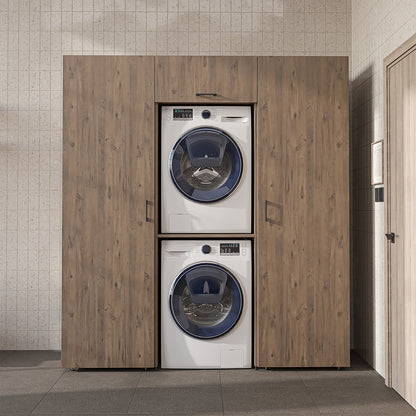Roomart wandmeubel DUO-I, 187 cm, met 2 hoge kasten en bovenkast voor wasmachine & droger, in 2 kleuren