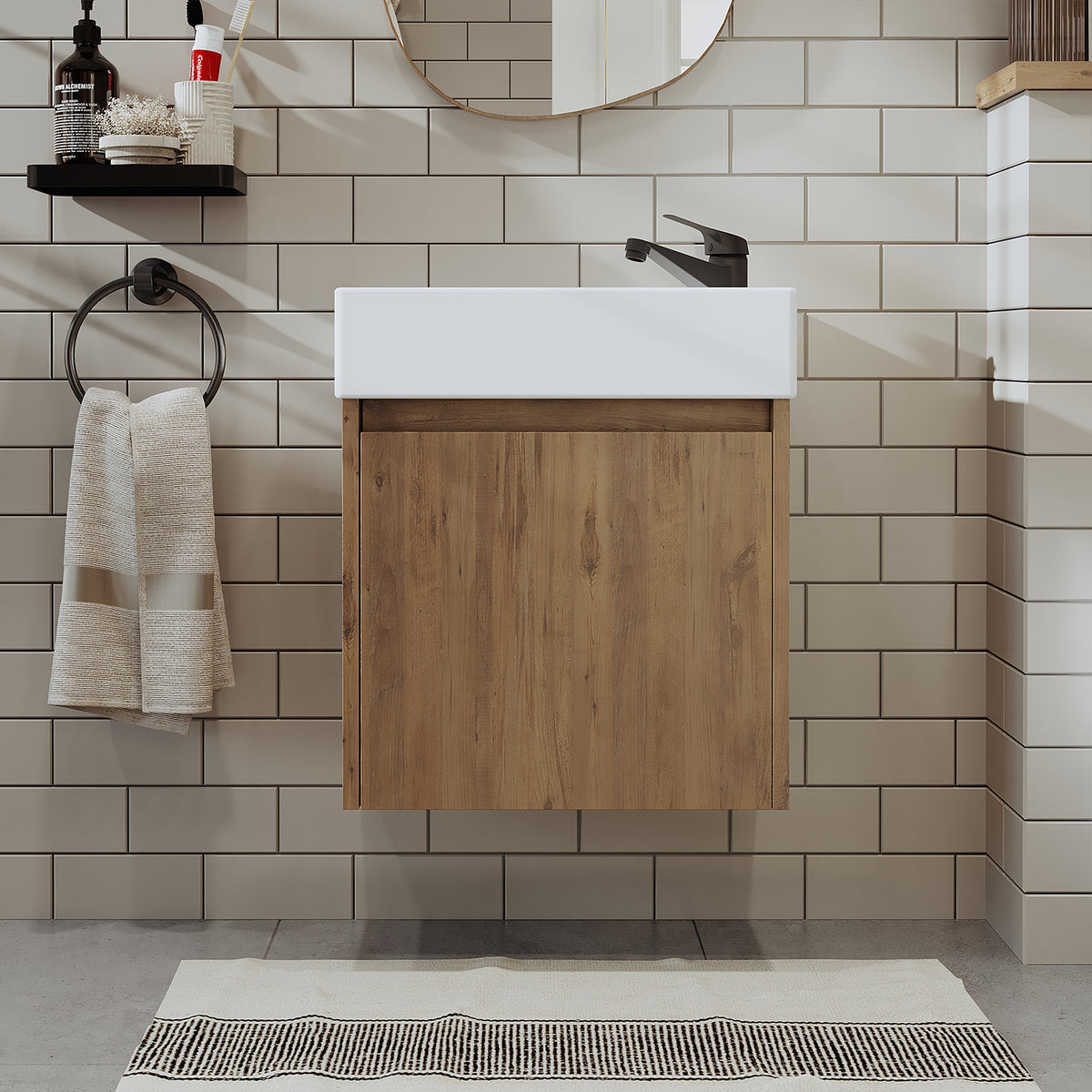 Roomart, MINI Unterschrank mit Waschbecken 50cm Gäste WC Badezimmer Möbel in 5 Farben - und, spiegelschrank, günstige, sets, mobel, ohne, siphon, keramik, badmöbelset, badmobelsets, landhausstil, standwaschtisch, standwaschbecken, badschrank, aufsatzbecke