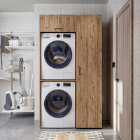 Roomart wasmachinekast DUO-I, 112 cm, voor 2 apparaten met hoge kast, in 2 kleuren