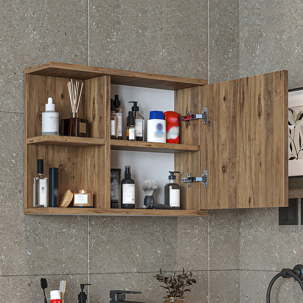 Roomart spiegelkast ADA, 60 cm, met open schap en soft-close-deur, in 4 kleuren