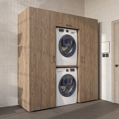 Roomart wandmeubel DUO-I, 187 cm, met 2 hoge kasten en bovenkast voor wasmachine & droger, in 2 kleuren