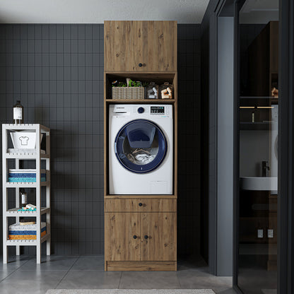 Roomart Waschmaschinenschrank mit Ausziehbrett • Weiß • Eiche • Schwarz eiche - waschmaschinenschrank, waschmaschinenregal, waschturm, schrank, weiß, waschmaschinen, unterschrank, waschmaschine, trockner, haushaltsschrank, schränke, badschrank, hochschran