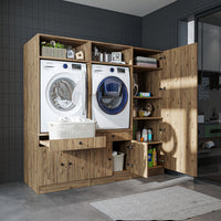 Geöffneter Hochschrank der SERIE 1 mit sechs Fächern
