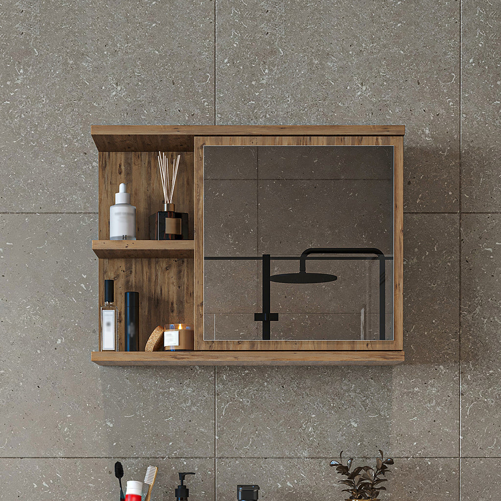 Roomart spiegelkast ADA, 60 cm, met open schap en soft-close-deur, in 4 kleuren