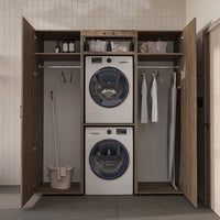 Roomart wandmeubel DUO-I, 187 cm, met 2 hoge kasten en bovenkast voor wasmachine & droger, in 2 kleuren