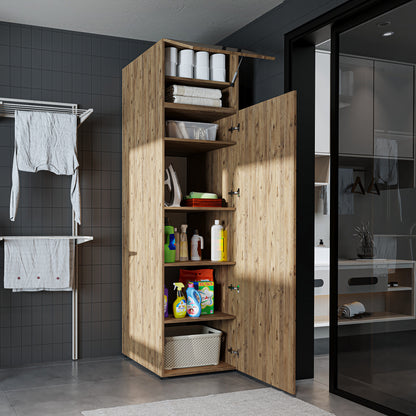 Roomart • DORA Hochschrank 60cm Breit • Weiß • Weiß Eiche • Eiche • Anthracit Eiche - waschmaschinenschrank, waschmaschinenregal, waschturm, schrank, weiß, waschmaschinen, unterschrank, waschmaschine, trockner, haushaltsschrank, schränke, badschrank, hoch