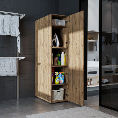Roomart • DORA Hochschrank 45cm Breit • Weiß • Weiß Eiche • Eiche • Anthracit Eiche - waschmaschinenschrank, waschmaschinenregal, waschturm, schrank, weiß, waschmaschinen, unterschrank, waschmaschine, trockner, haushaltsschrank, schränke, badschrank, hoch