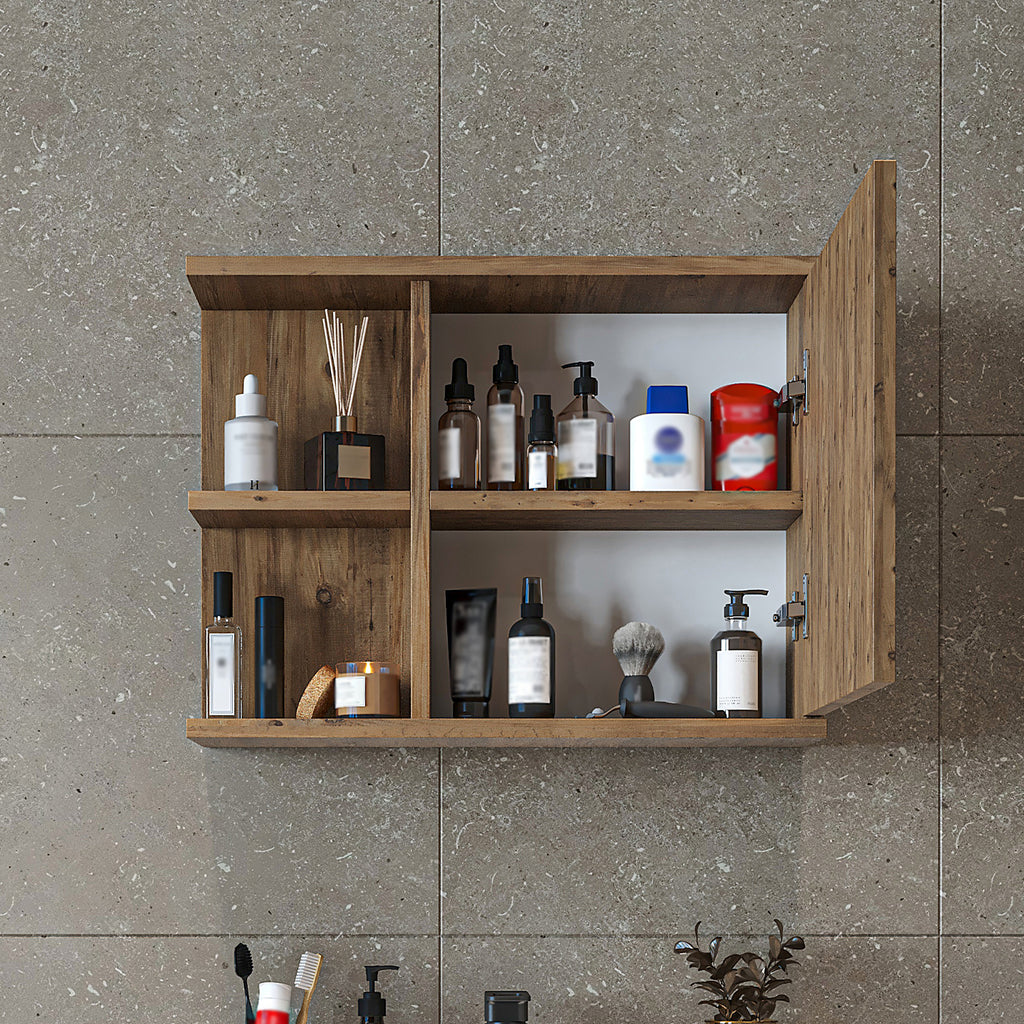 Roomart spiegelkast ADA, 60 cm, met open schap en soft-close-deur, in 4 kleuren