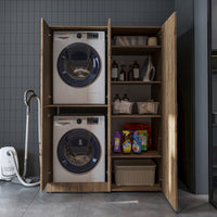 Roomart wasmachinekast DORA-II, 130 cm, voor wasmachine en droger, in 5 kleuren