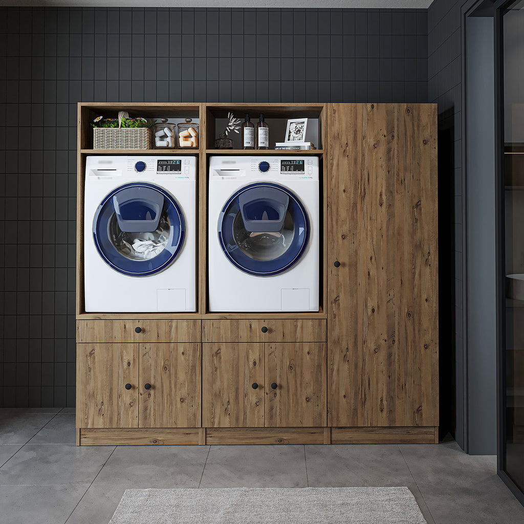 Roomart wasmachinekast SERIE 1 voor 2 machines met hoge kast, 194 cm, in 3 kleuren