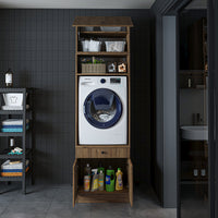 Roomart Waschmaschinenschrank mit Ausziehbrett • Weiß • Eiche • Schwarz eiche - waschmaschinenschrank, waschmaschinenregal, waschturm, schrank, weiß, waschmaschinen, unterschrank, waschmaschine, trockner, haushaltsschrank, schränke, badschrank, hochschran
