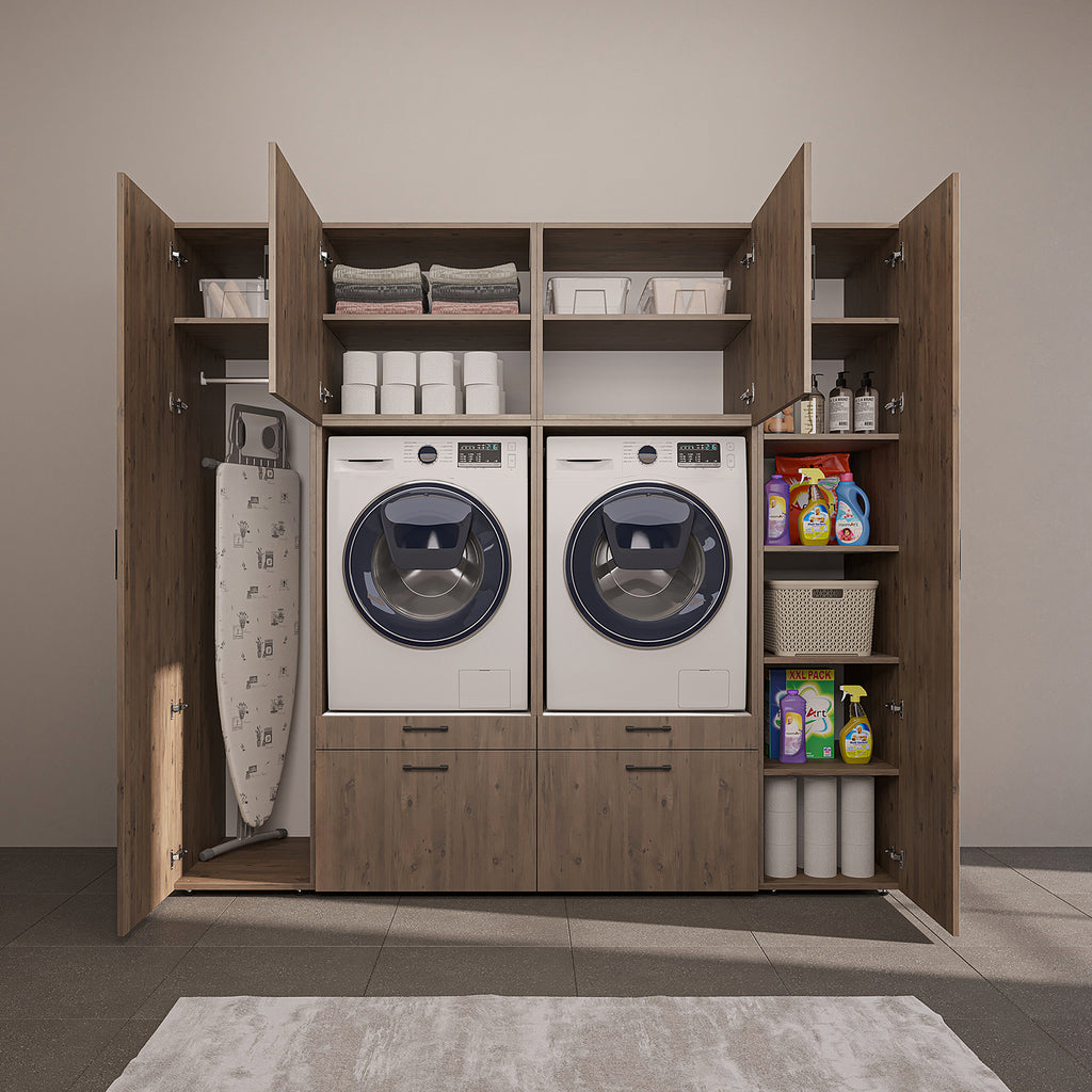 Roomart wandmeubel SERIE 2, 224 cm, voor 2 apparaten met 2 hoge kasten, in 3 kleuren