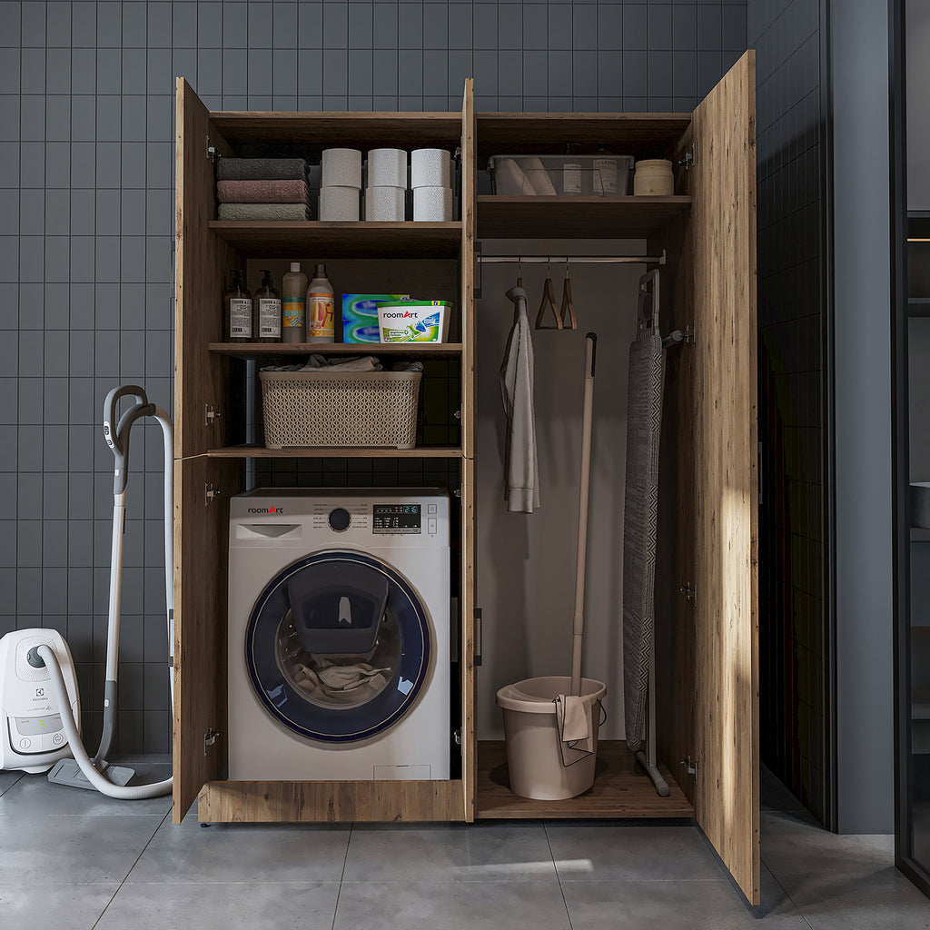 Roomart wasmachinekast DORA-II, 130 cm, voor wasmachine en droger, in 5 kleuren