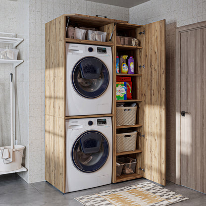 Roomart wasmachinekast DUO-I, 112 cm, voor 2 apparaten met hoge kast, in 2 kleuren