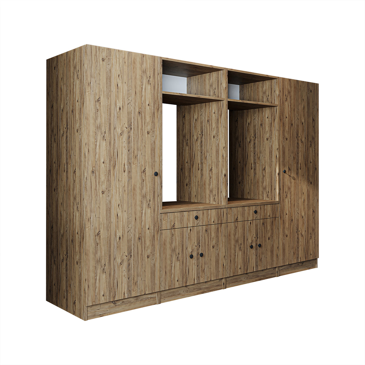 Roomart Schrankwand für Waschküche & Hauswirtschaftsraum – 254 cm breit – mit Ausziehbrett – in • Weiß •Eiche •Schwarz-Eiche - badezimmerschrank, waschbecken, badezimmermöbel, badschrank, badezimmer, mit, unterschrank, badmöbel, set, waschtisch, möbel, ba