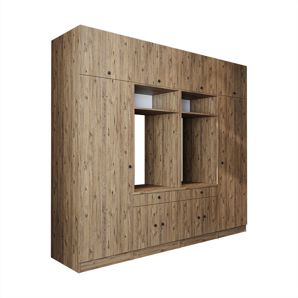 Roomart Schrankwand für Waschküche & Hauswirtschaftsraum – 254 cm breit – mit Ausziehbrett – in • Weiß •Eiche •Schwarz-Eiche - badezimmerschrank, waschbecken, badezimmermöbel, badschrank, badezimmer, mit, unterschrank, badmöbel, set, waschtisch, möbel, ba