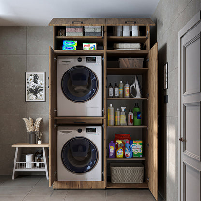 Roomart wasmachinekast DORA-I, 130 cm, met uittrekplank en hoge kast, 5 kleuren