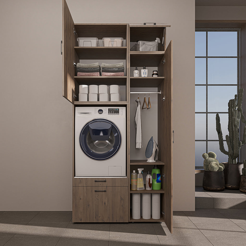 Roomart wasmachinekast SERIE 2, 112 cm, met hoge kast en uittrekplank, in 3 kleuren