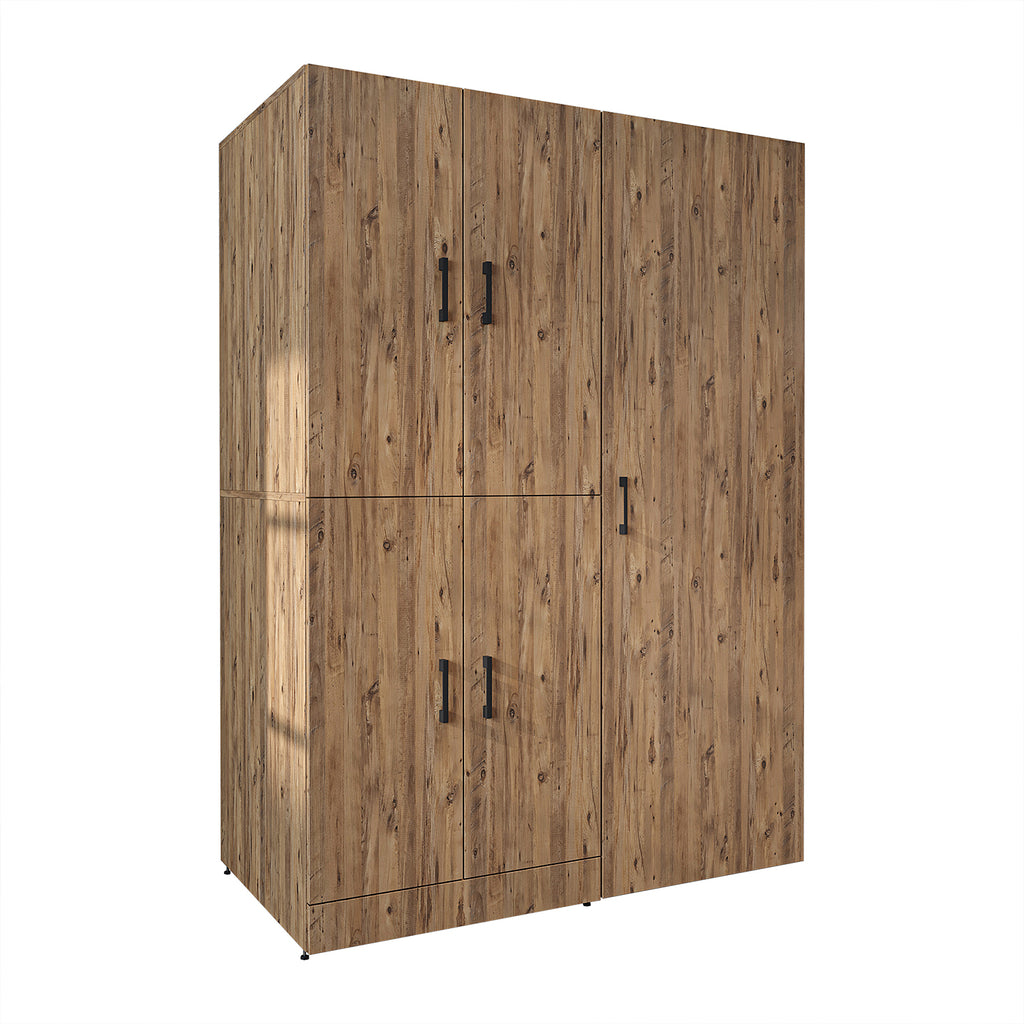 Roomart Waschmaschinenschrank " DORA SET" für Trockner & Waschmaschine, 130 cm breit, in 4 Farben, mit Türen & Ausziehbrett • Weiß • Weiß Eiche • Anthrazit Eiche • Eiche - waschmaschinenschrank, waschmaschinenregal, waschturm, schrank, weiß, waschmaschine